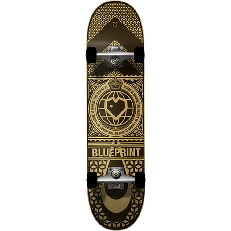 Blueprint Home Heart Complete Skateboard 8.125" - Black/Gold
