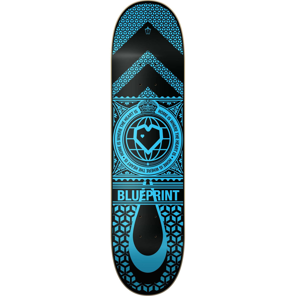Blueprint Home Heart Skateboard Deck - Black/Blue 8.25''