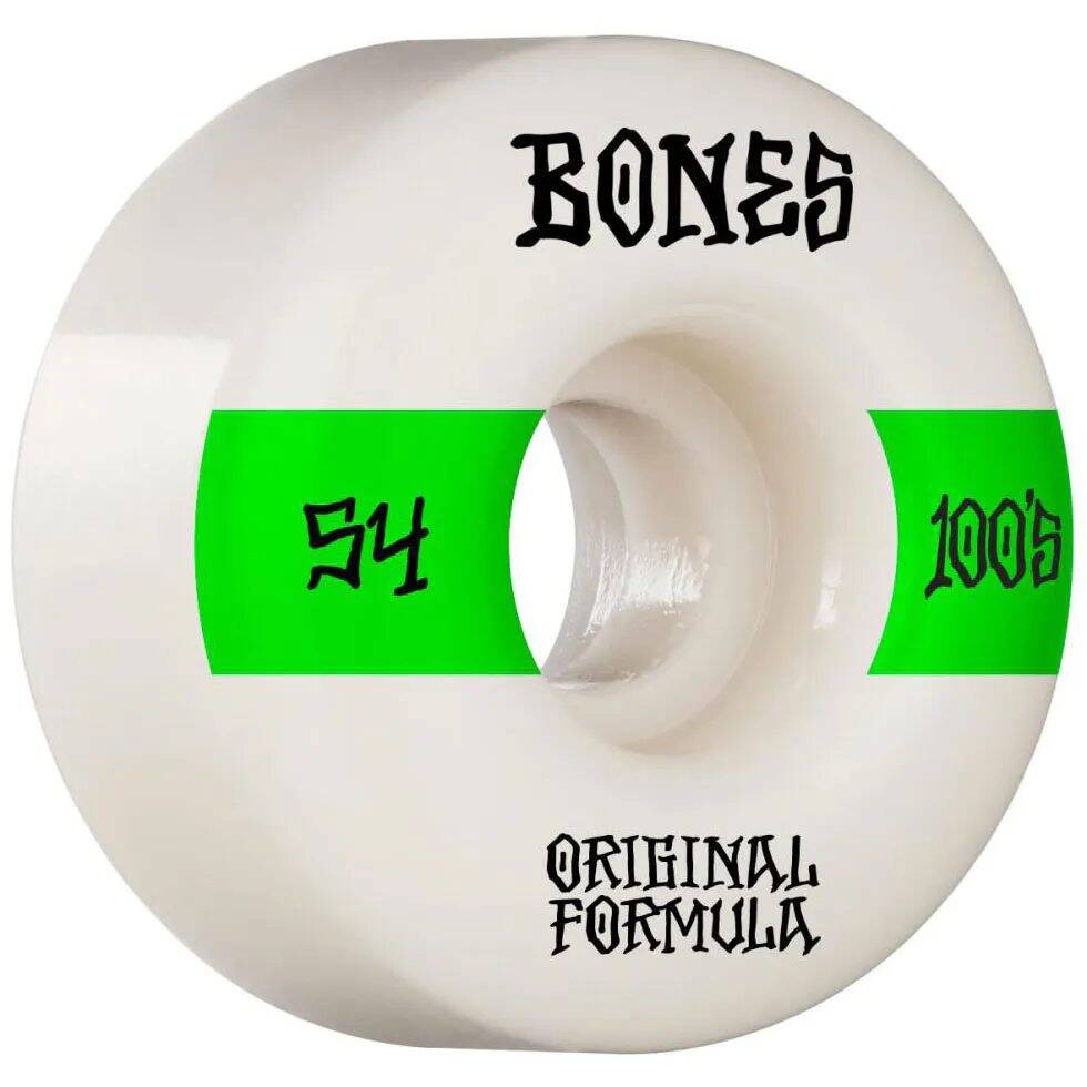 Bones OG 100'S #14 V4 Wide Skateboard Wheels - White 54mm