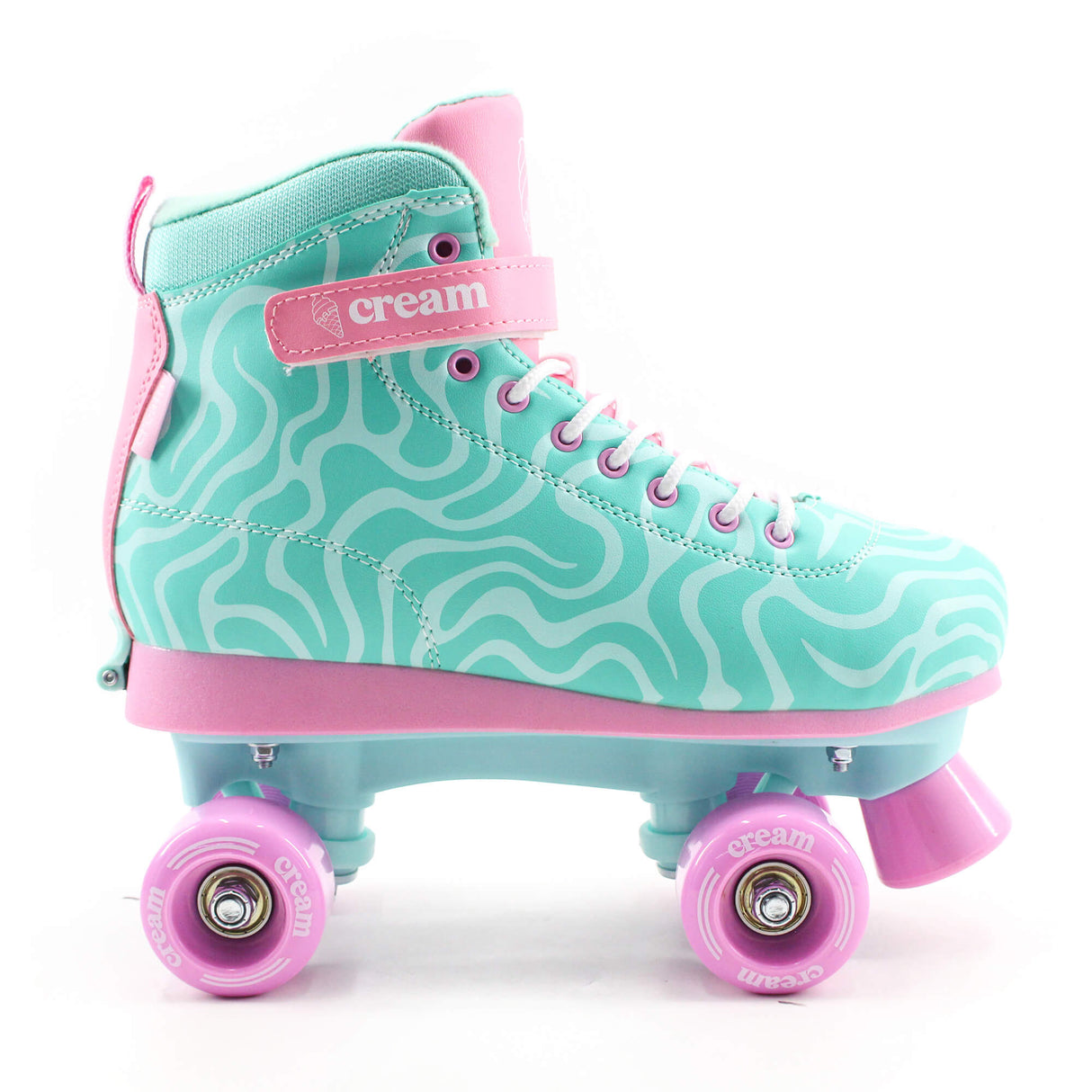 Cream Scoop Quad Roller Skates - Wave (Teal/Pink)