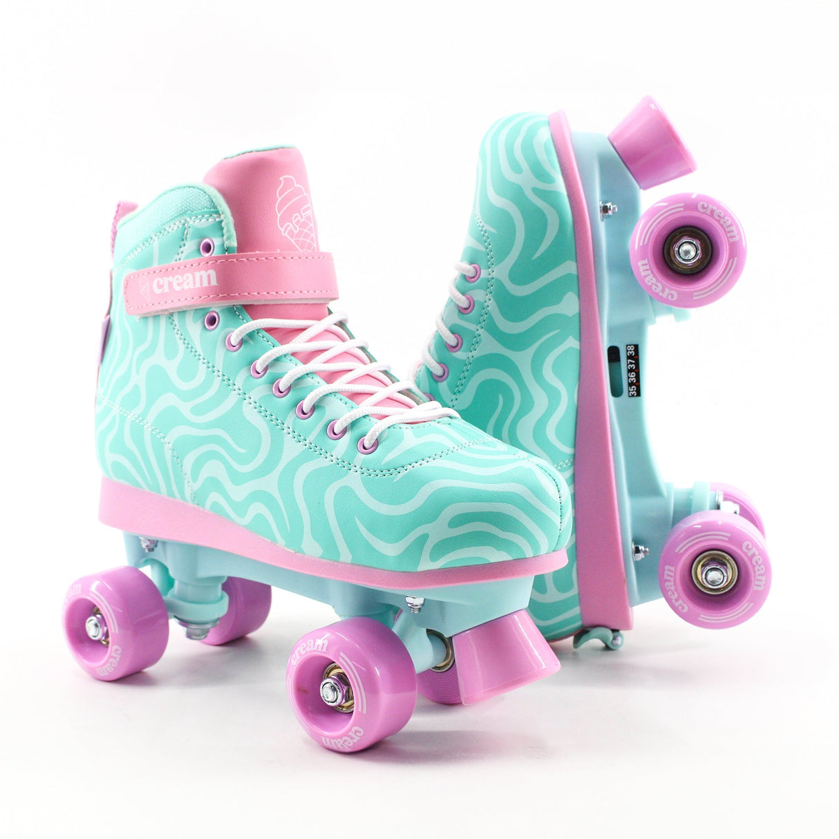 Cream Scoop Quad Roller Skates - Wave (Teal/Pink)