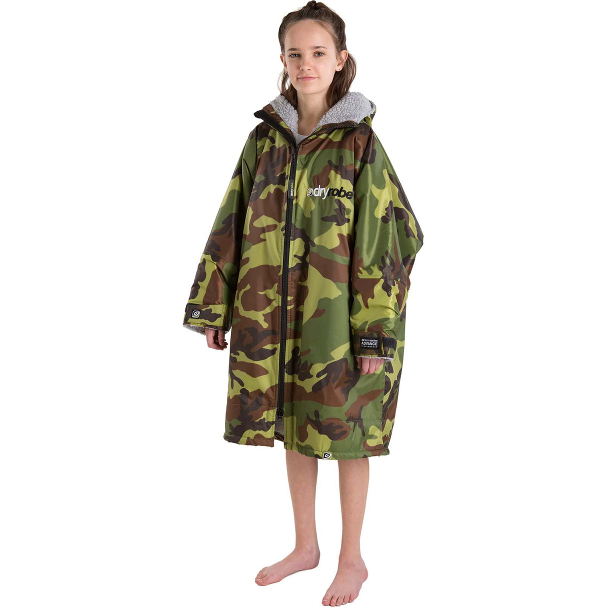 Dryrobe Advance Kids Long Sleeve Changing Robe - Camo/Grey