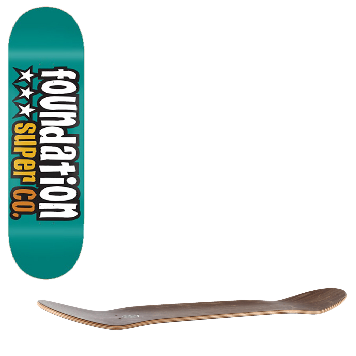 Foundation 3 Star Skateboard Deck - Teal 7.88''