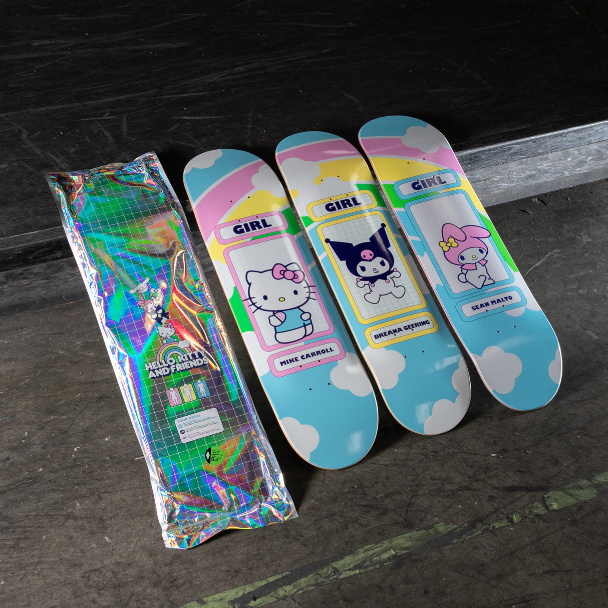 Girl Hello Kitty Rainbow Skateboard Deck - Geering 8"