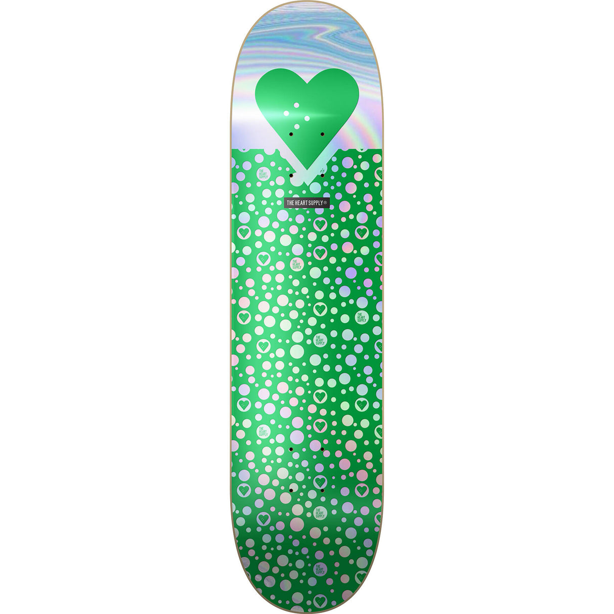 The Heart Supply Foil Logo Skateboard Deck - Green Polkahearts 8''