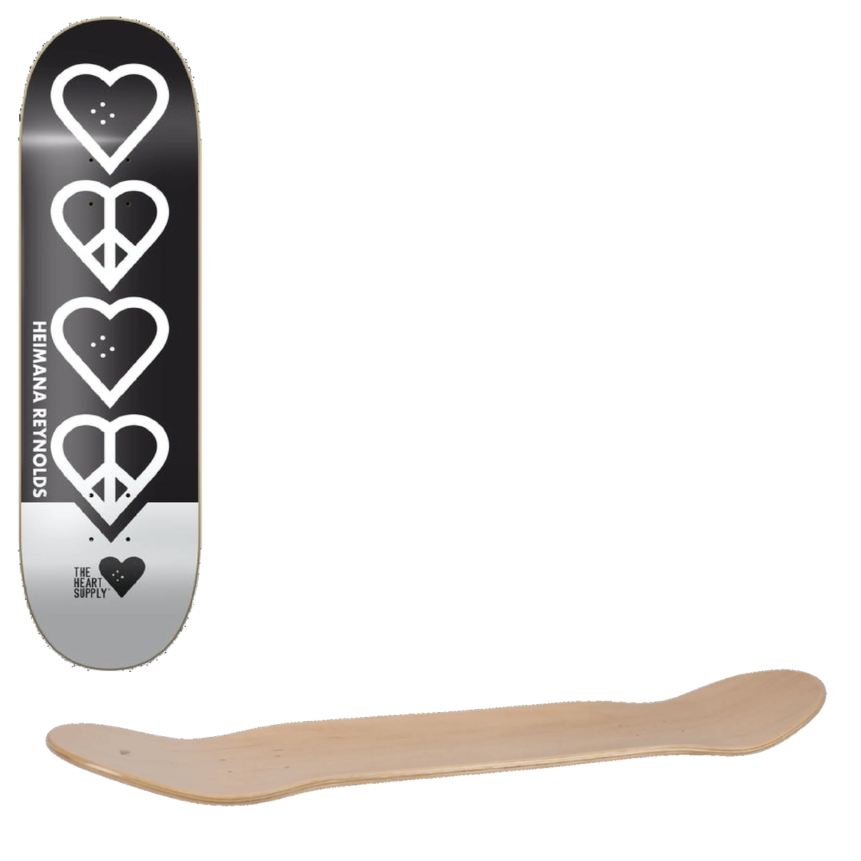 The Heart Supply Heimana Reynolds Peace Skateboard Deck - Black 8.25"