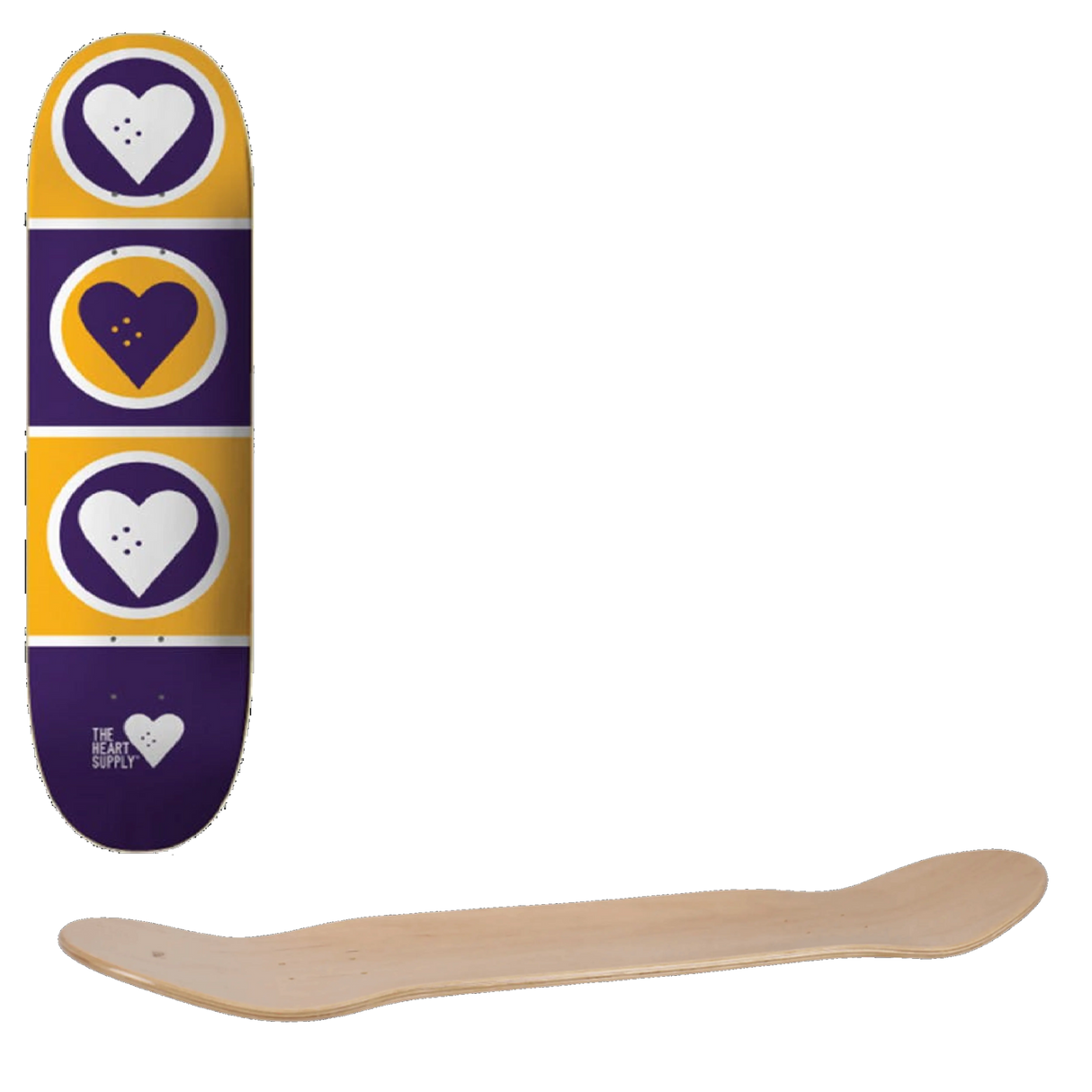 The Heart Supply Squad Skateboard Deck - Kobe (Yellow/Purple) 8.25"