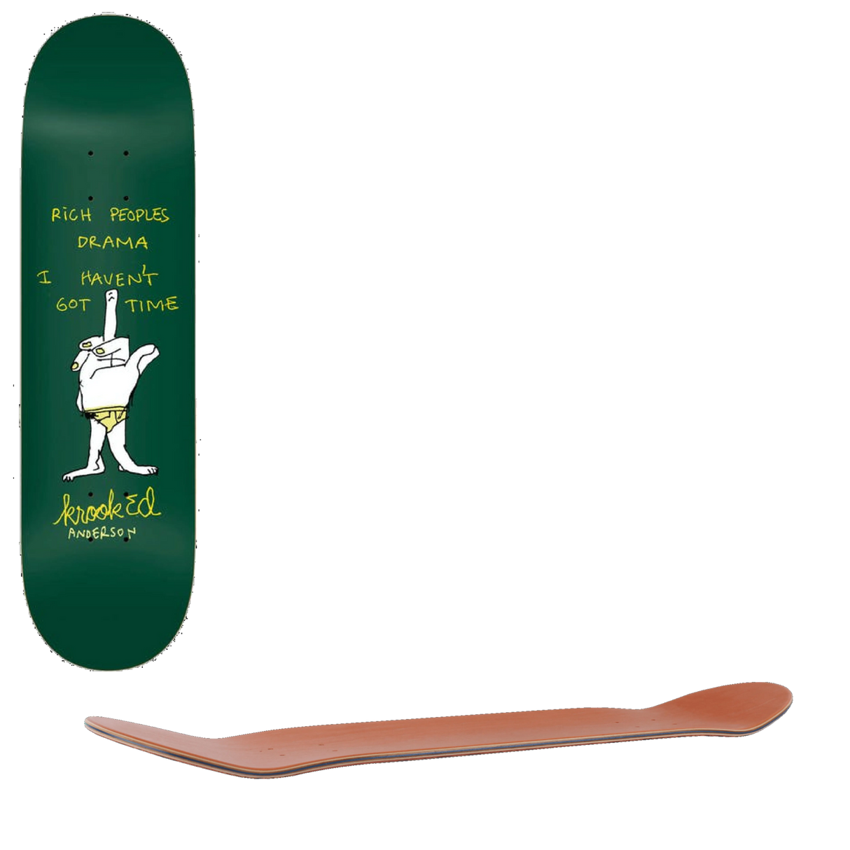 Krooked Manderson Drama Pro Skateboard Deck - Green 8.38''