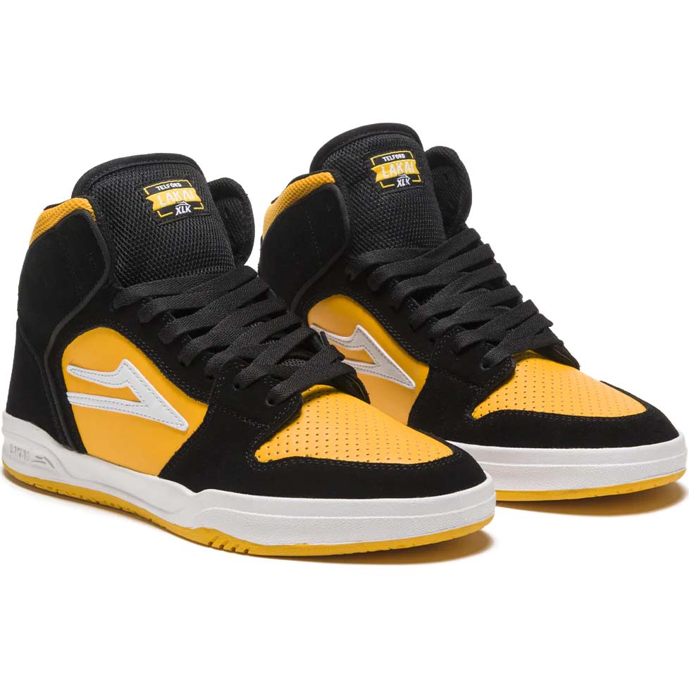 Lakai Telford Skate Shoes - Black/Yellow Suede