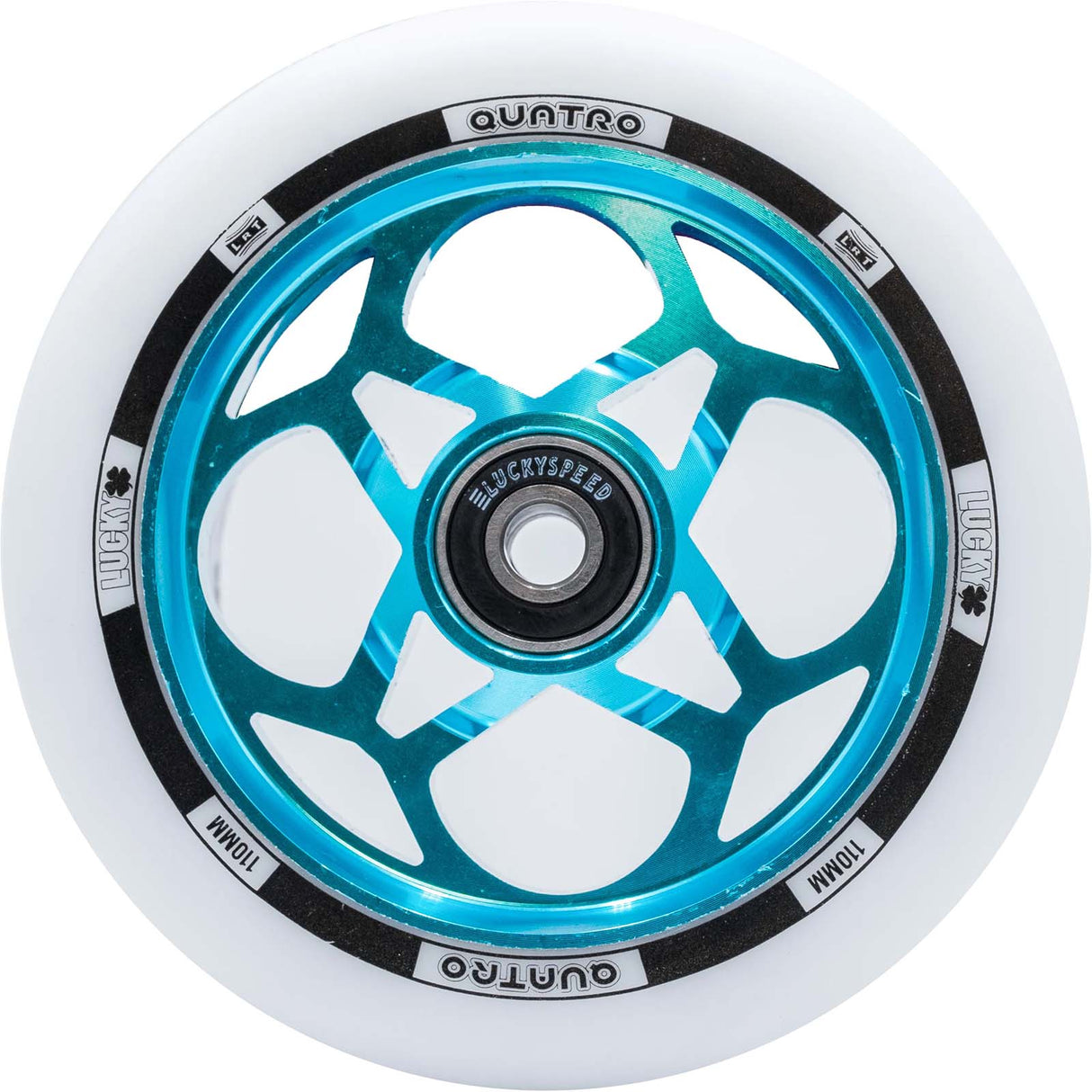 Lucky Quatro Pro 110mm Scooter Wheel - White/Teal