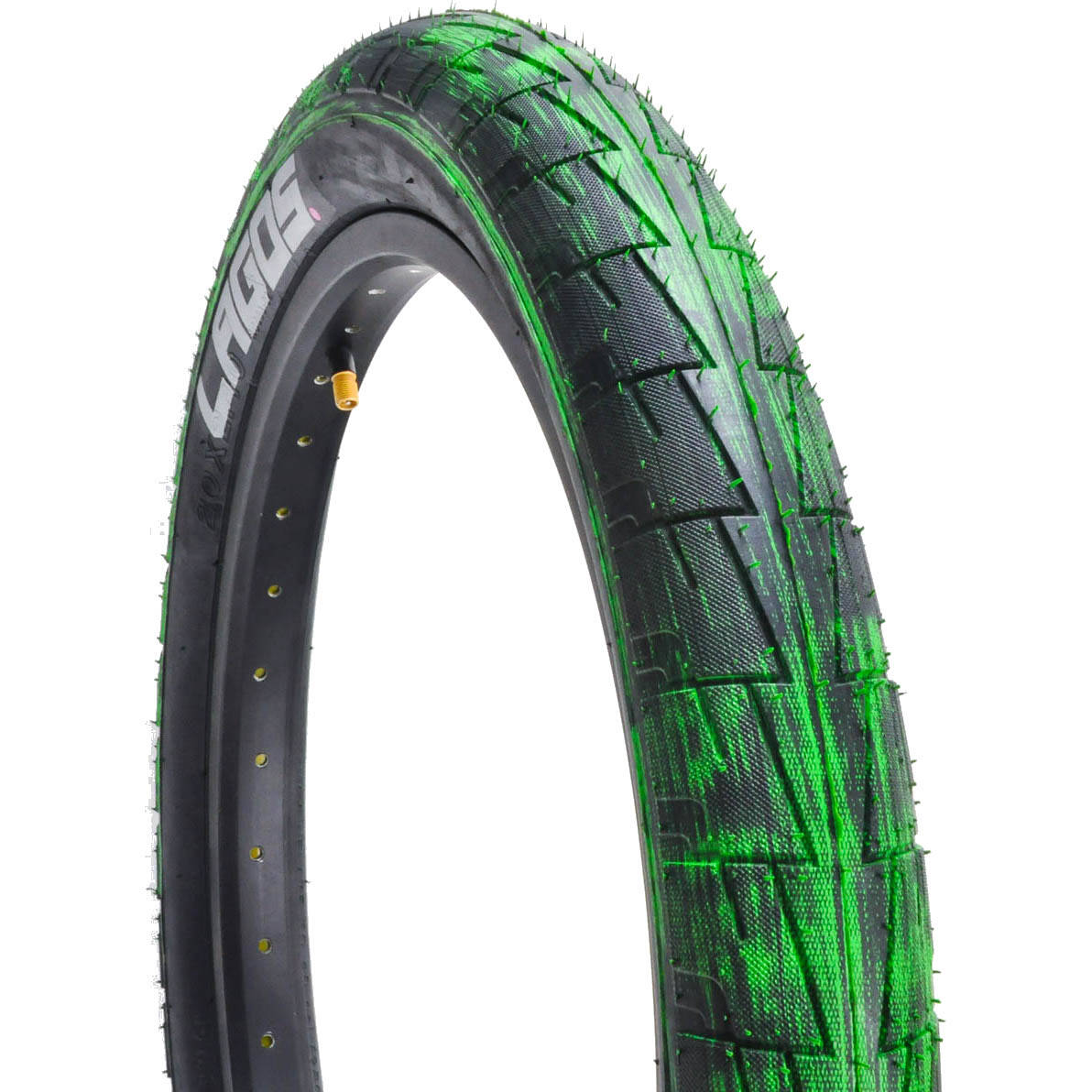 Mafiabike LC 20'' BMX Tyres (Pair) - Green/Black Marbel/Blackwall