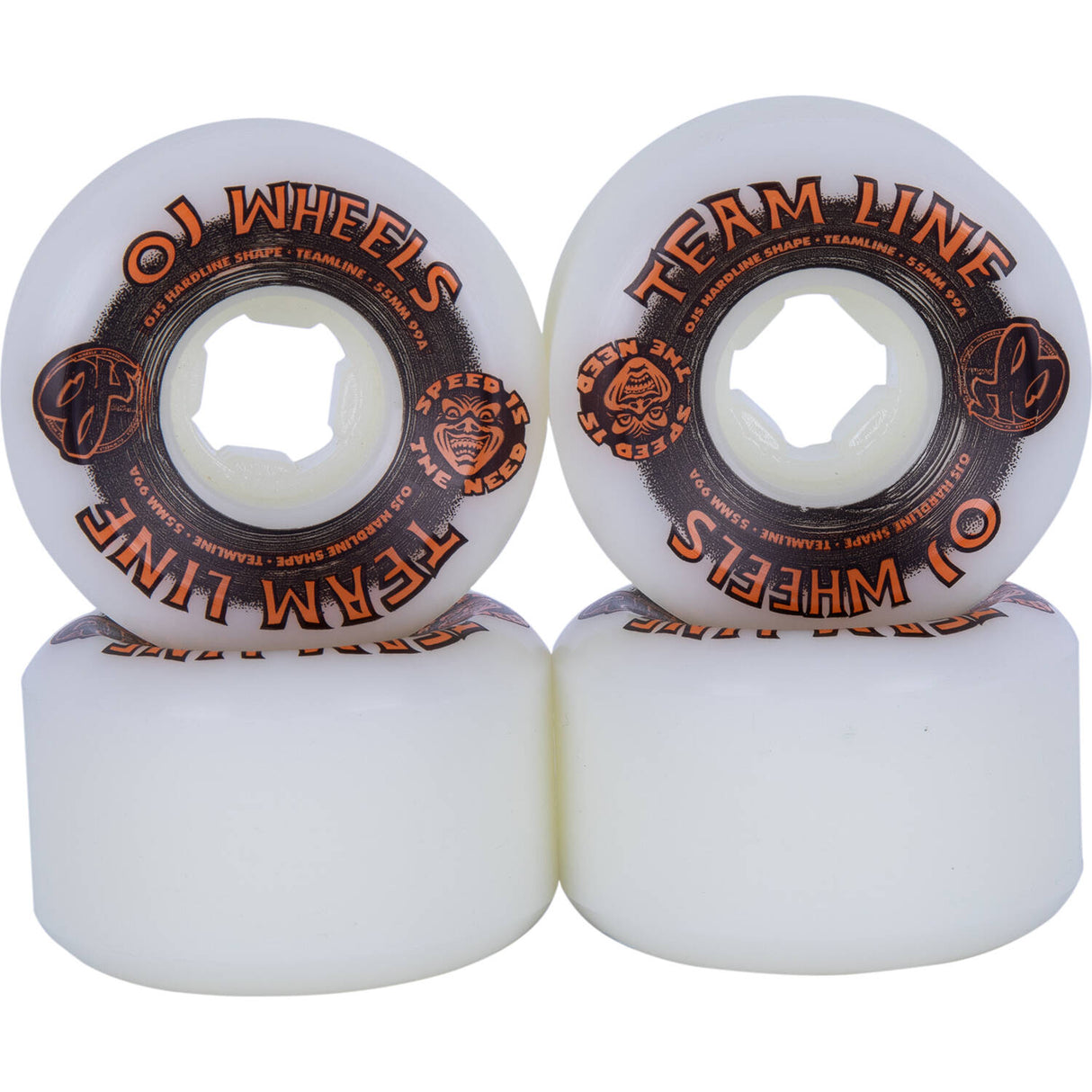 OJ Team Hardline 99a Skateboard Wheels - White 55mm
