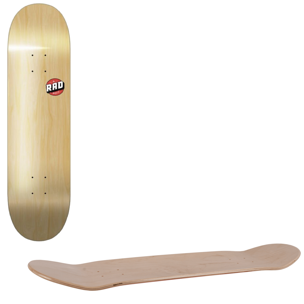 Rad Blank Logo Skateboard Deck - Natural 8''