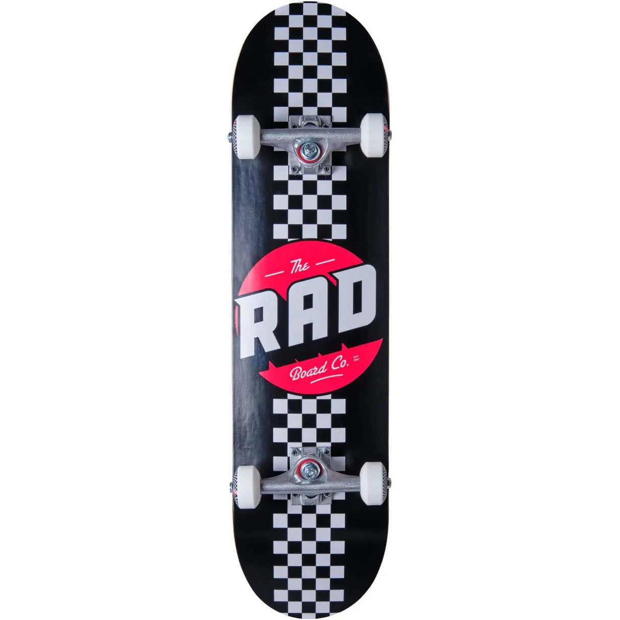 Rad Progressive Complete Skateboard Checker Stripe - Black/White 8"