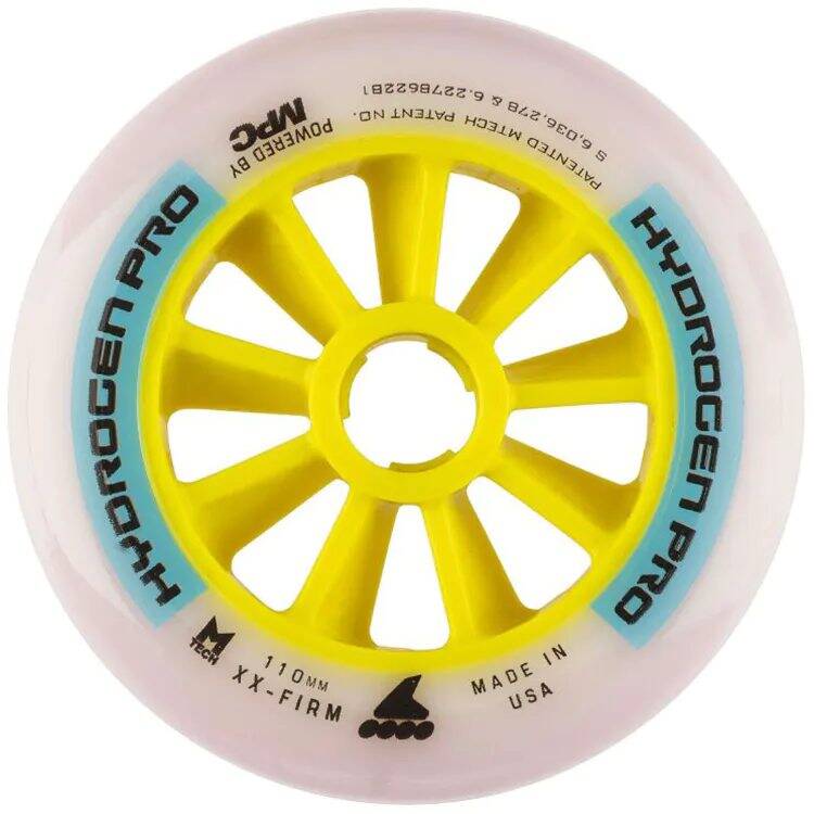 Rollerblade Hydrogen Pro 110mm XX-Firm Inline Skate Wheels - White/Blue