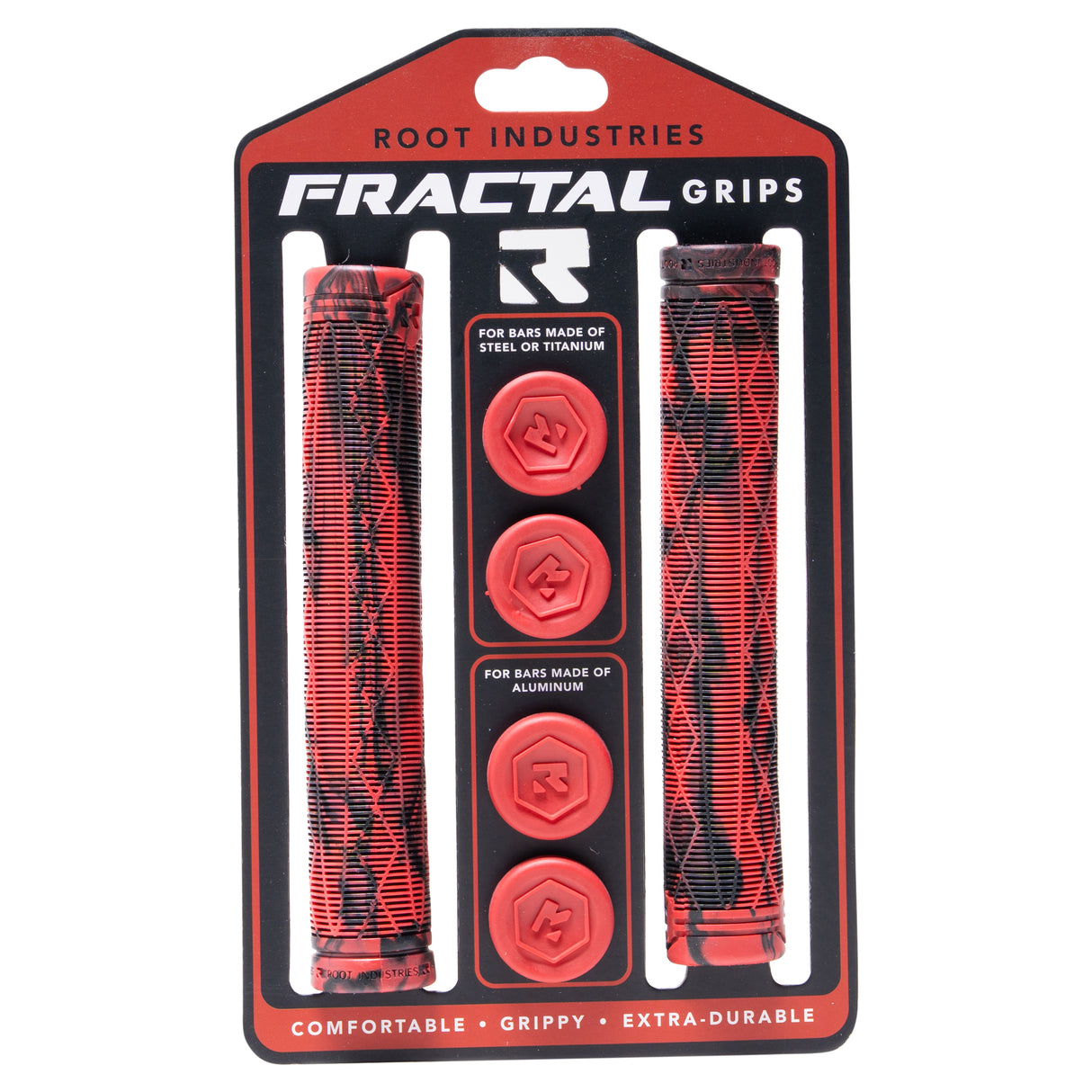 Root Industries Fractal Scooter Bar Grips - Red/Black