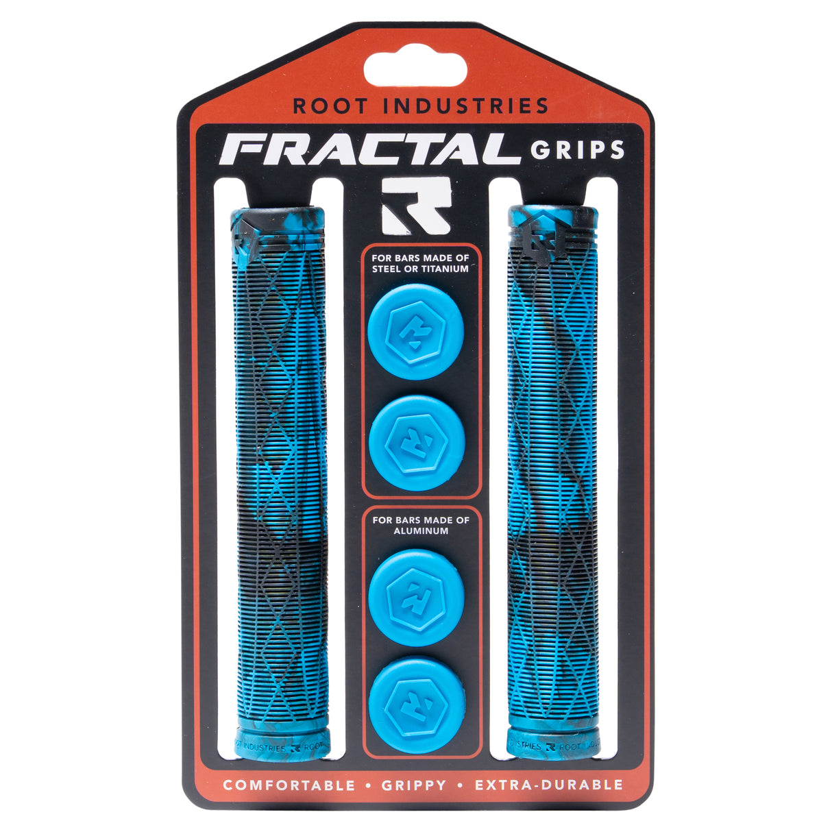 Root Industries Fractal Scooter Grips - Blue/Black