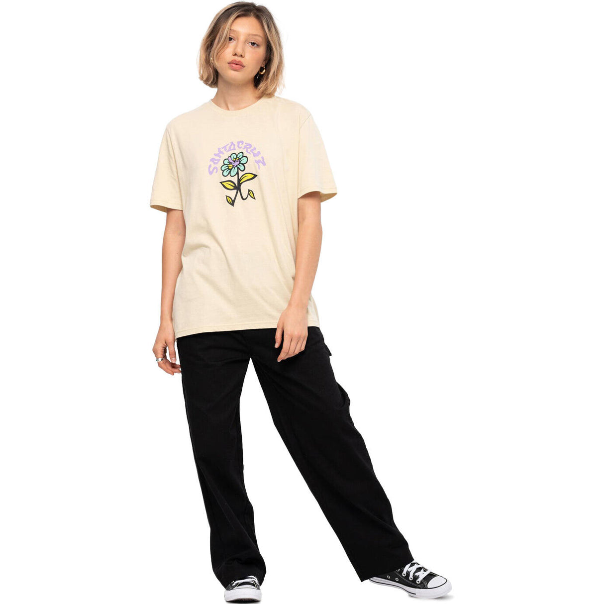 Santa Cruz Delfino Flower Womens T Shirt - Birch