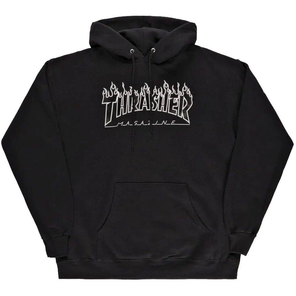 Thrasher Flame Hoodie - Black XL