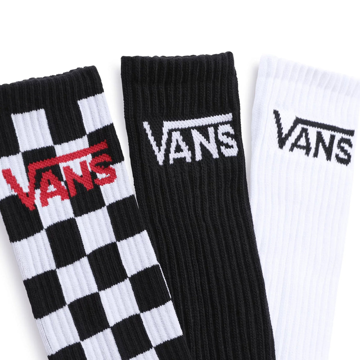 Vans Classic Crew Socks - Black/Checkerboard UK6.5-UK9 (3PK)