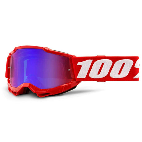 100% Accuri 2 Youth MTB/MX Goggles - Red (Mirror Red/Blue Lens)