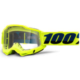 100% Accuri 2 MTB/MX Goggles - Yellow (Clear Lens)
