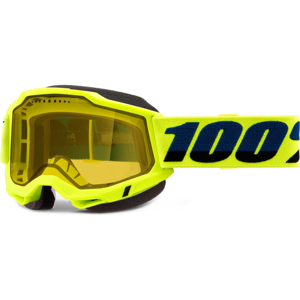 100% Accuri 2 Snowmobile Goggles - Fluo Yellow/Yellow Vented Dual Lens