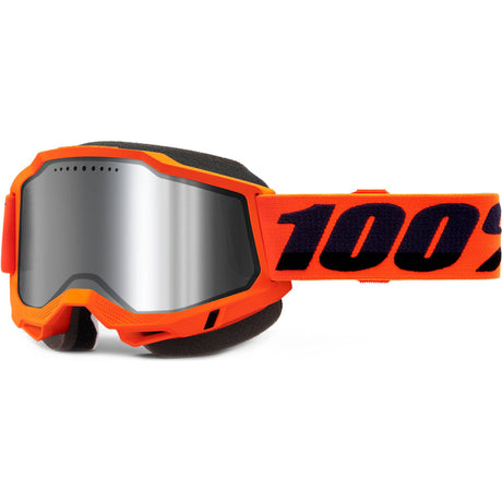 100% Accuri 2 Snowmobile Goggles - Neon Orange/Mirror Silver Lens