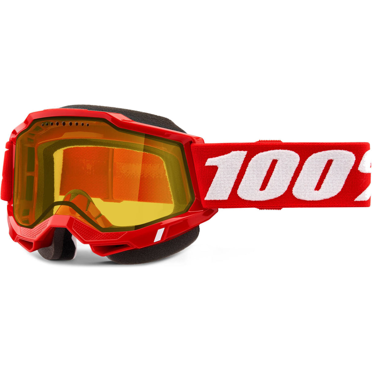 100% Accuri 2 Snowmobile Goggles - Red/Yellow Vented Dual Lens