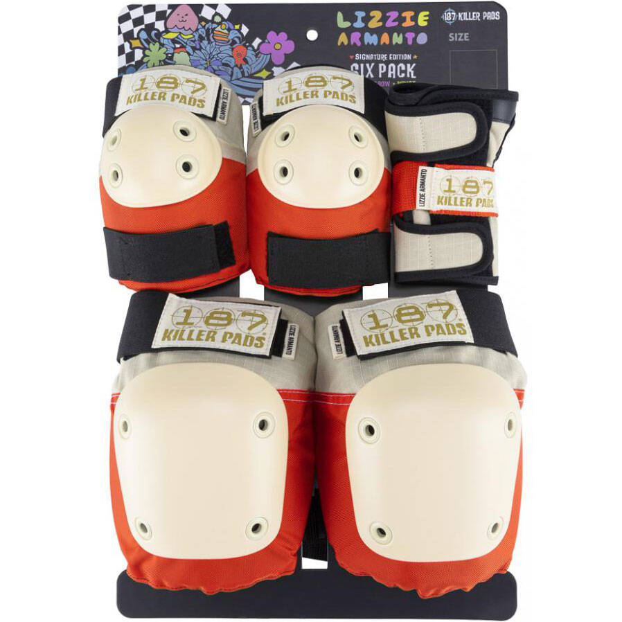 187 Killer Jr. Six Pack Pad Set - Lizzie Orange | SkateHut
