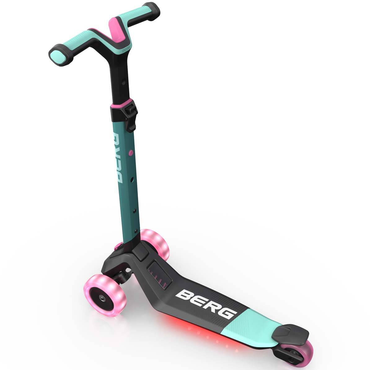 BERG Nexo Foldable Lights LED-Deck 3 Wheeled Scooter - Mint