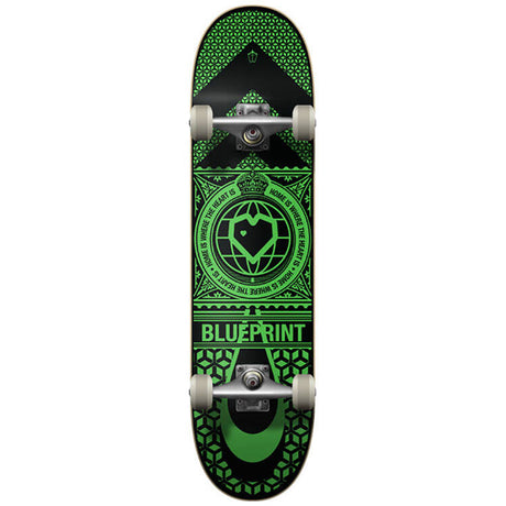 Blueprint Home Heart Complete Skateboard 8'' - Black/Green