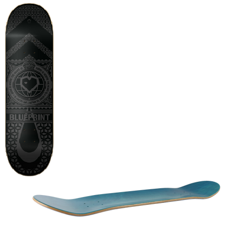 Blueprint Home Heart Skateboard Deck - Black/Black 8.25''