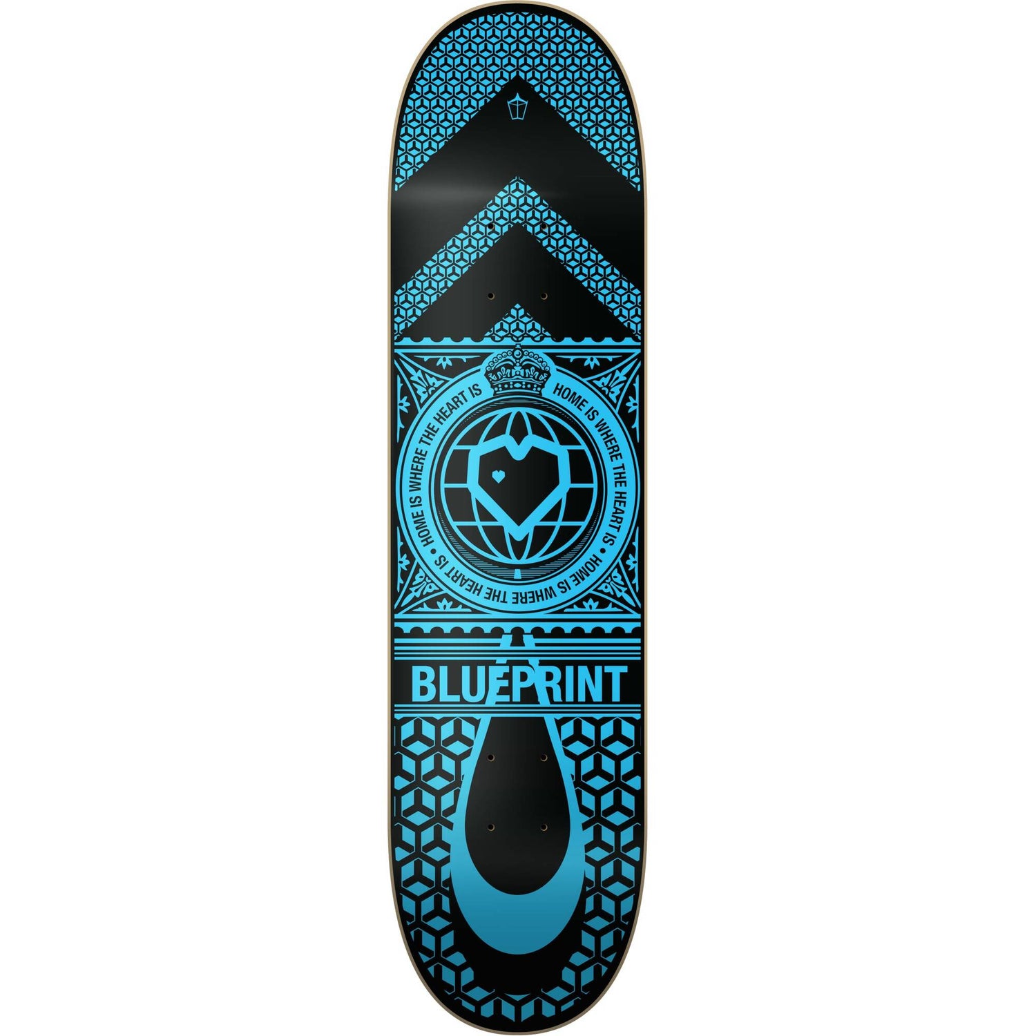 Blueprint Home Heart Skateboard Deck - Black/Blue 8.25''