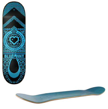 Blueprint Home Heart Skateboard Deck - Black/Blue 8.25''