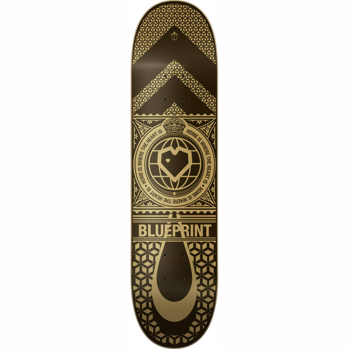 Blueprint Home Heart Skateboard Deck - Black/Gold 8.125''