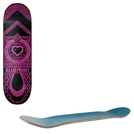 Blueprint Home Heart Skateboard Deck - Black/Pink 7.875''