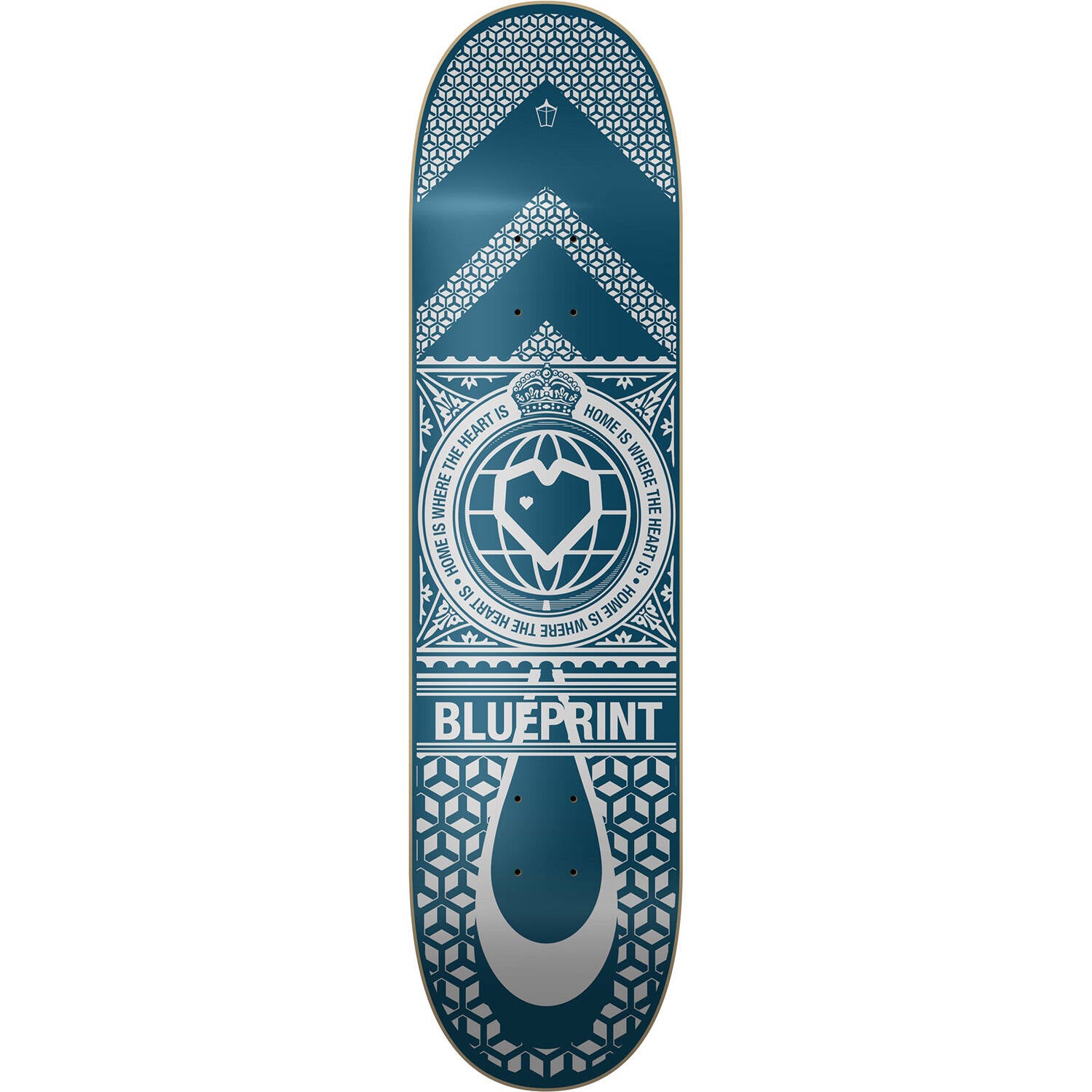 Blueprint Home Heart Skateboard Deck - Navy/Silver 8''
