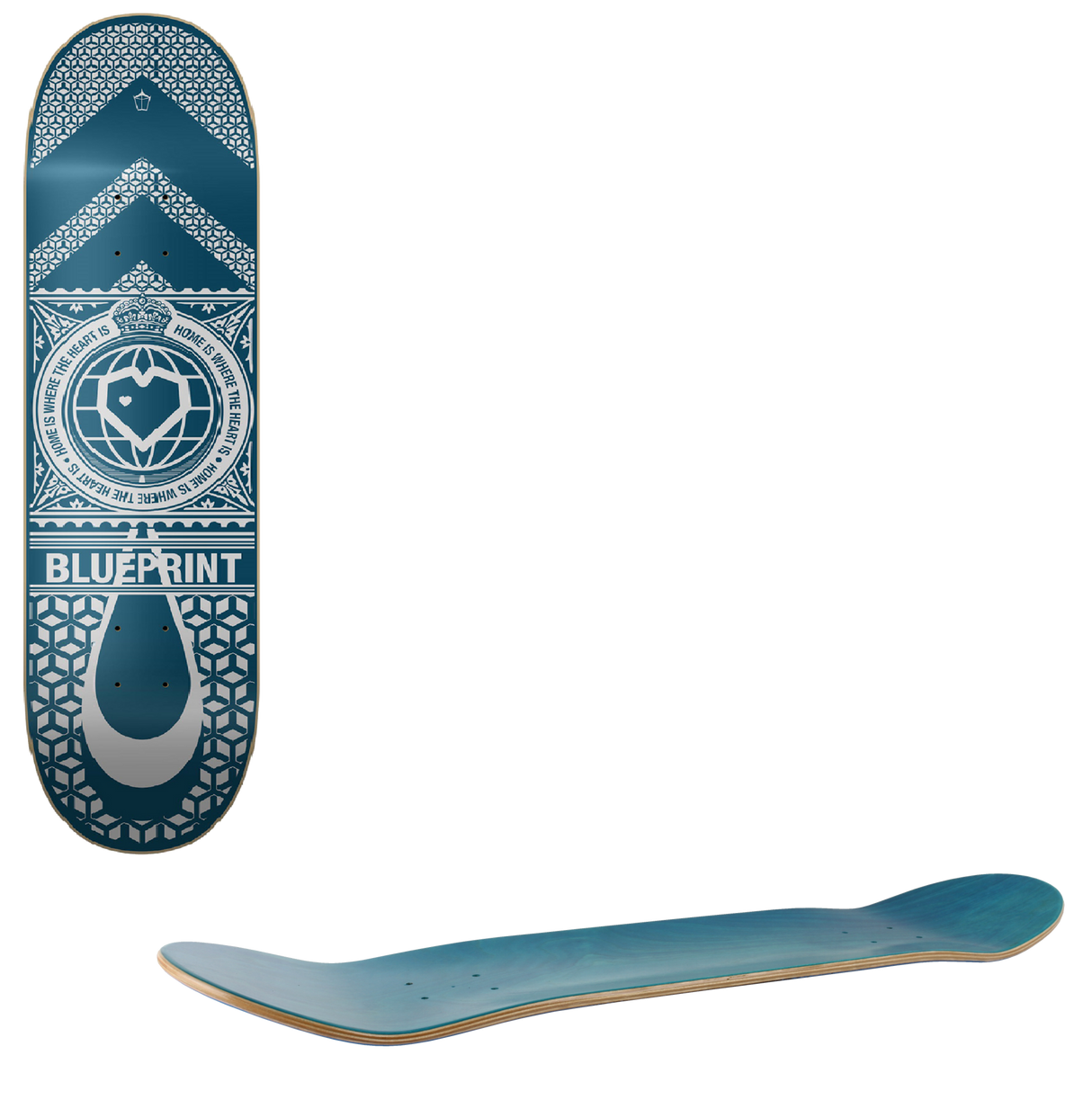 Blueprint Home Heart Skateboard Deck - Navy/Silver 8''