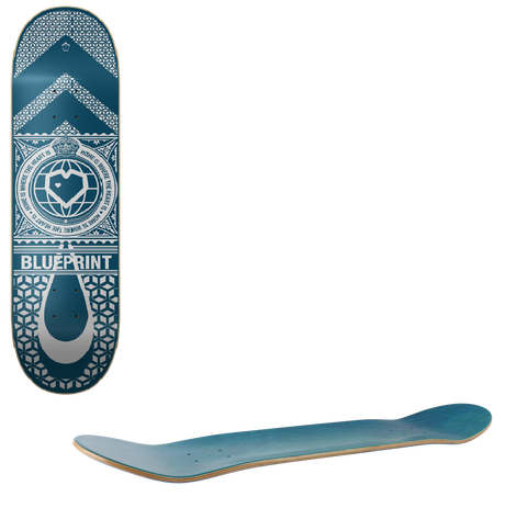 Blueprint Home Heart Skateboard Deck - Navy/Silver 8''