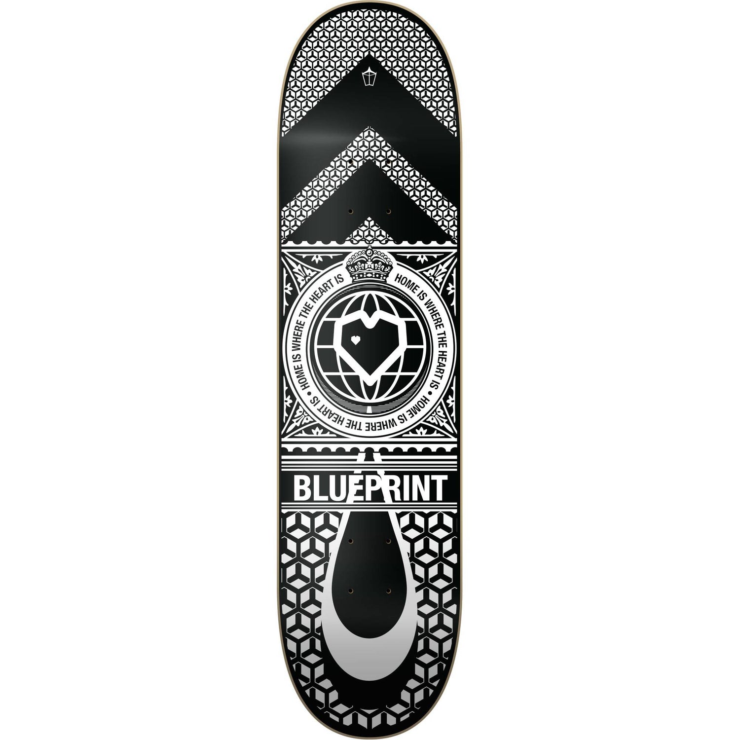 Blueprint Home Heart Skateboard Deck - White/Black 8''