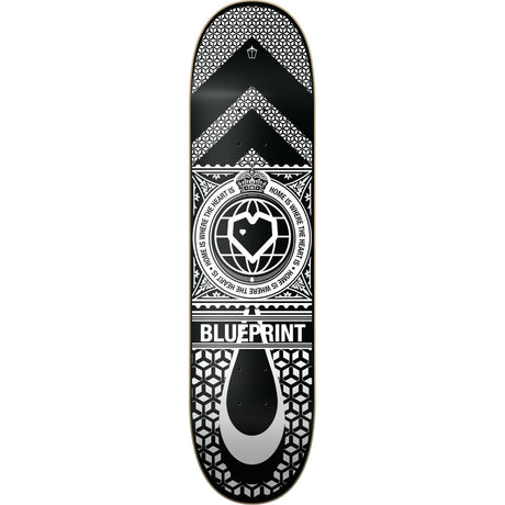 Blueprint Home Heart Skateboard Deck - White/Black 8''