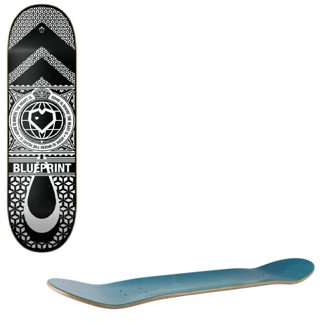 Blueprint Home Heart Skateboard Deck - White/Black 8''