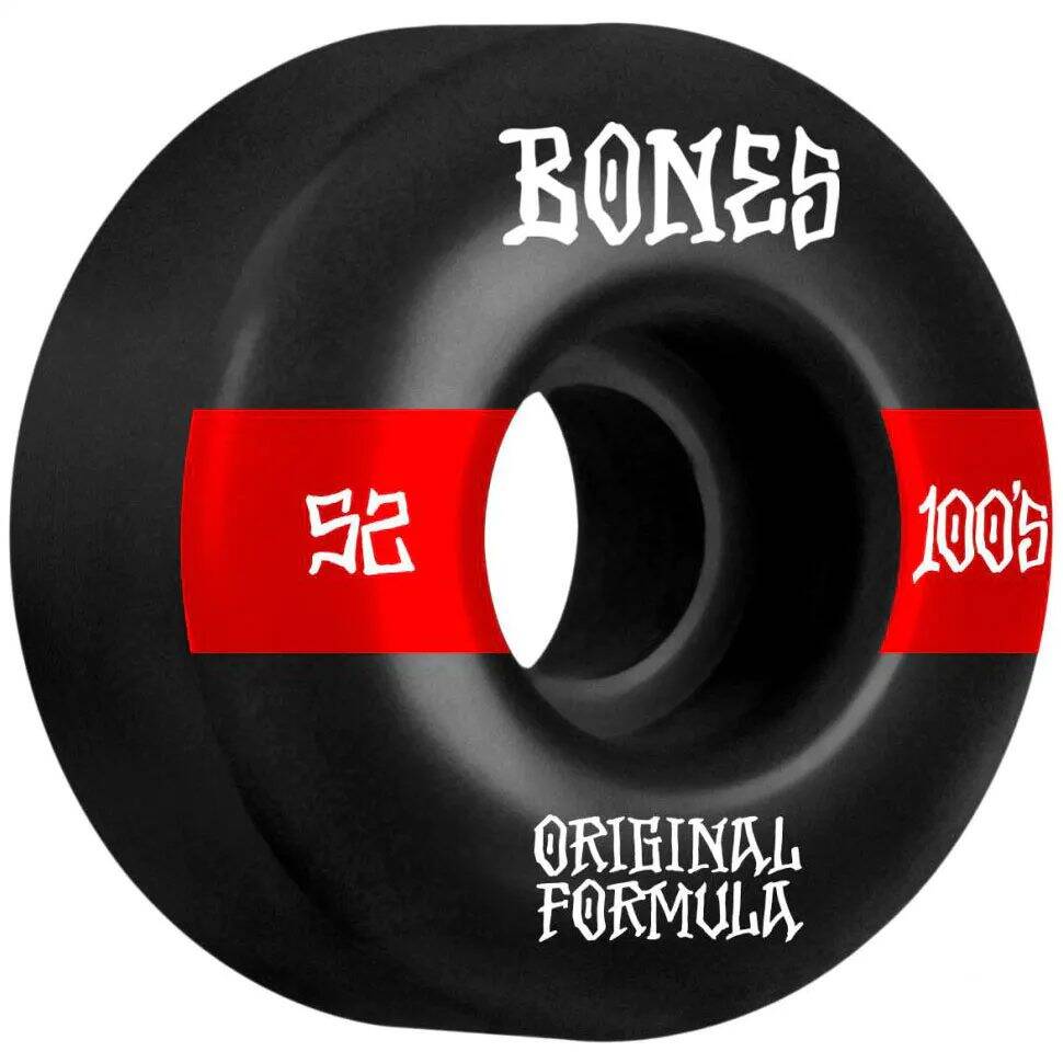 Bones OG 100'S #14 V4 Wide Skateboard Wheels - Black 52mm