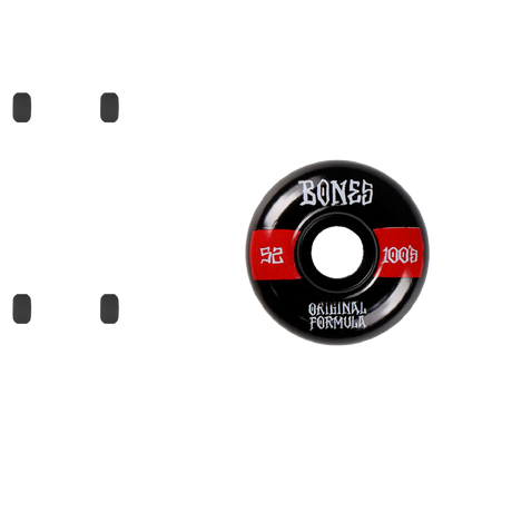 Bones OG 100'S #14 V4 Wide Skateboard Wheels - Black 52mm