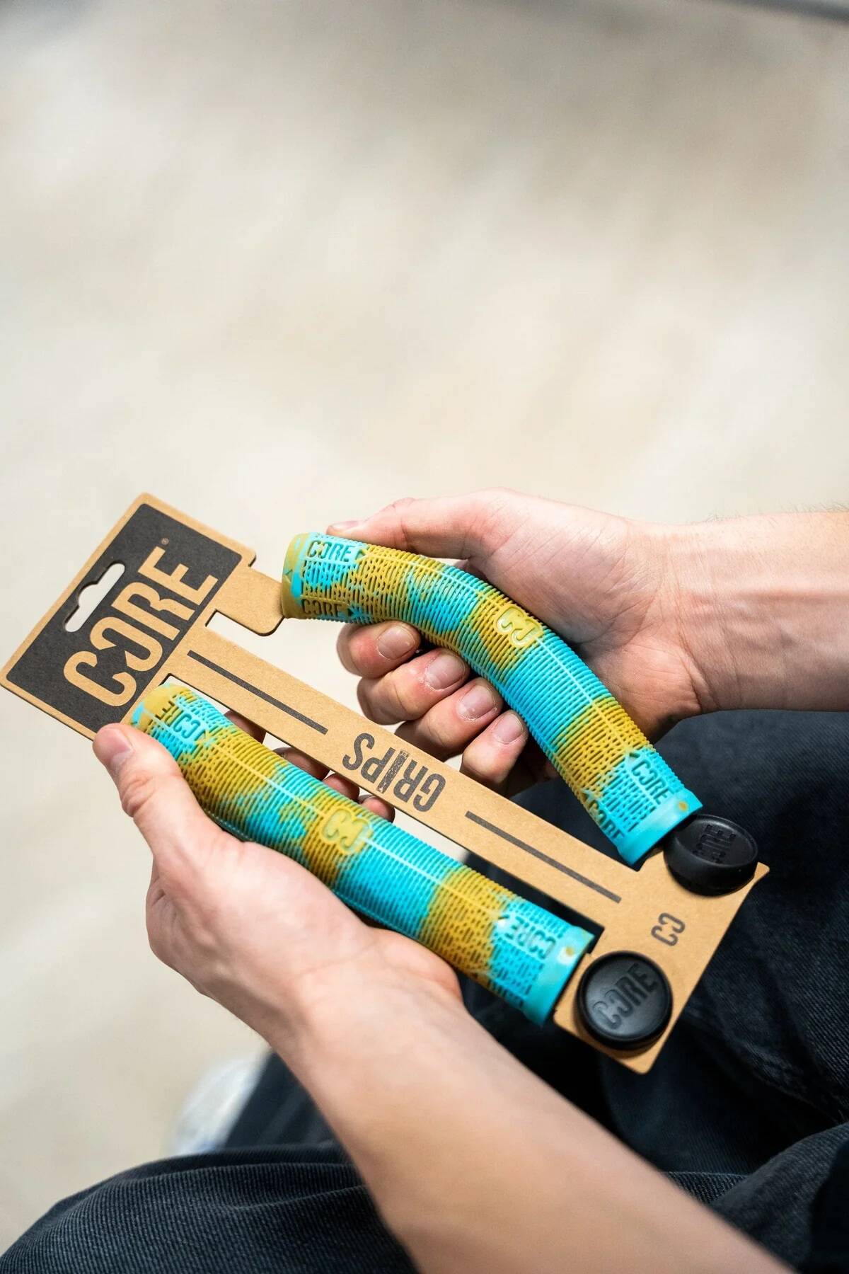 CORE Skinny Boy 170mm Scooter Grips - Beach (Teal/Gum)