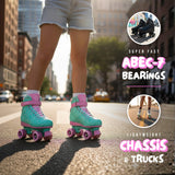 Cream Scoop Quad Roller Skates - Wave (Teal/Pink)