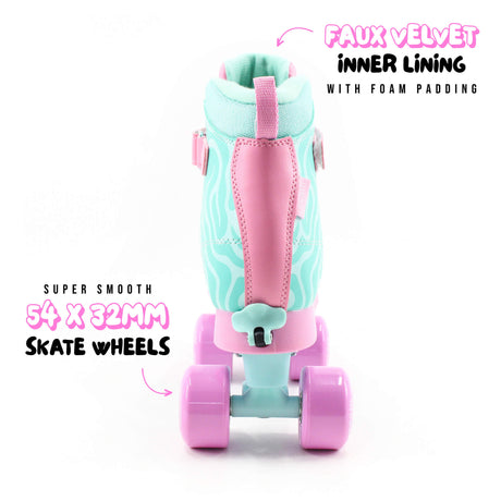 Cream Scoop Quad Roller Skates - Wave (Teal/Pink)