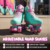 Cream Scoop Quad Roller Skates - Wave (Teal/Pink)