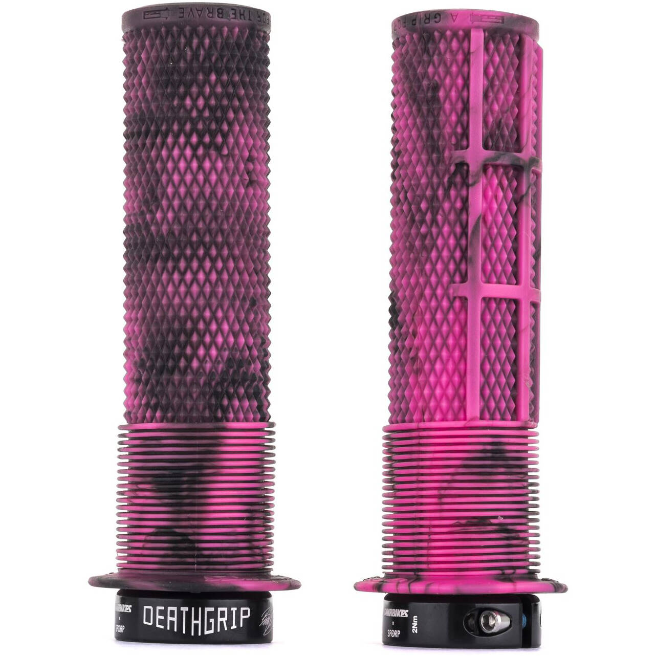 DMR Brendog DeathGrip Thin Flanged Mountain Bike Grips - Marble Pink